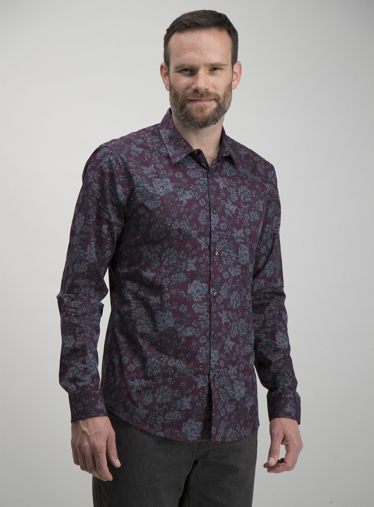 burgundy slim fit shirt